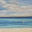 sailboat blue water seascape painting