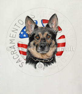 Police dog portrait work in progress
